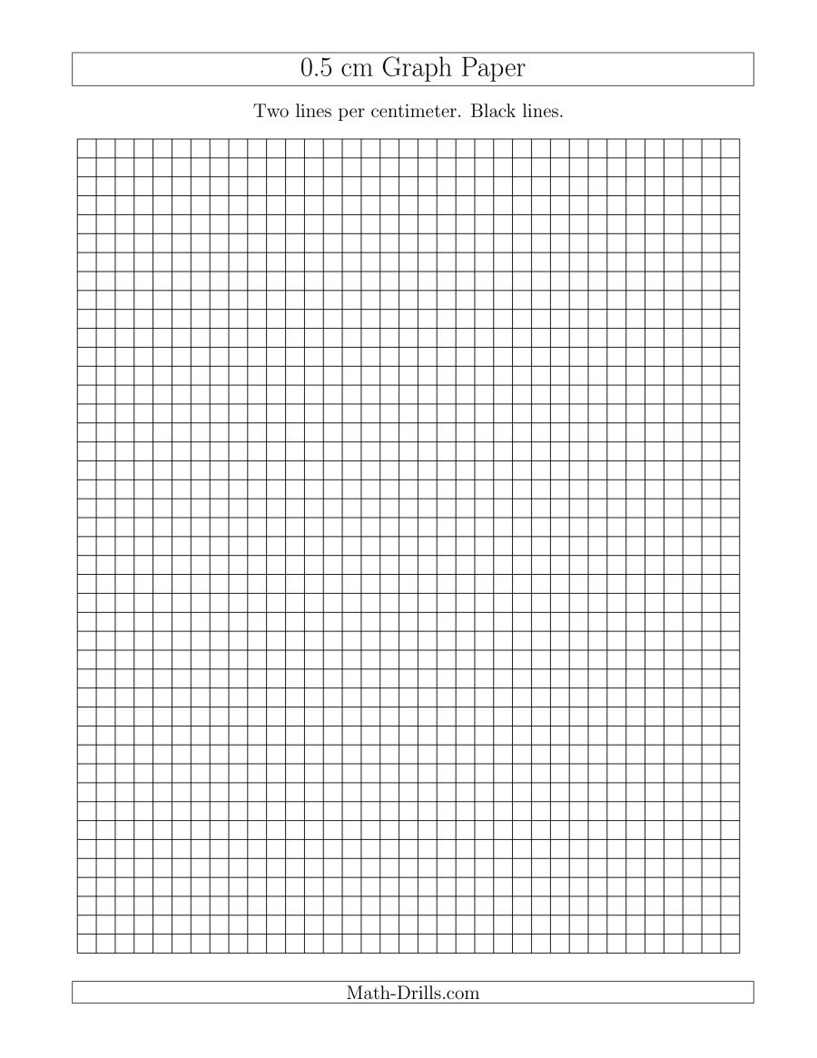 0.5 Cm Graph Paper With Black Lines (A) - Free Printable Graph Paper For Elementary Students