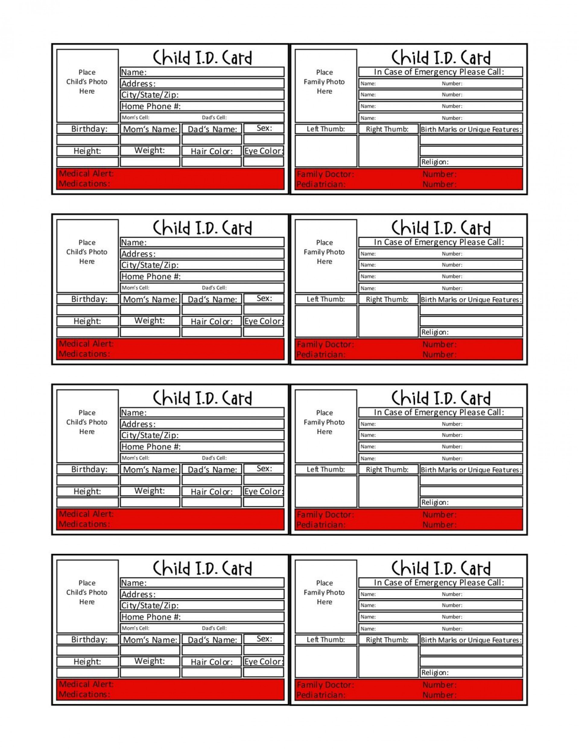 003 Child Id Card Template Free Ideas ~ Ulyssesroom - Free Printable Child Identification Card