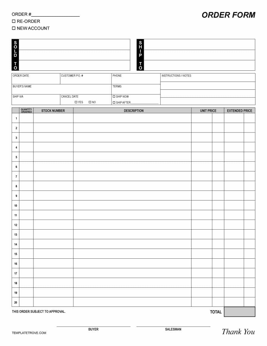 005 Order Form Template Free Printable Work ~ Ulyssesroom - Free Printable Work Order Template