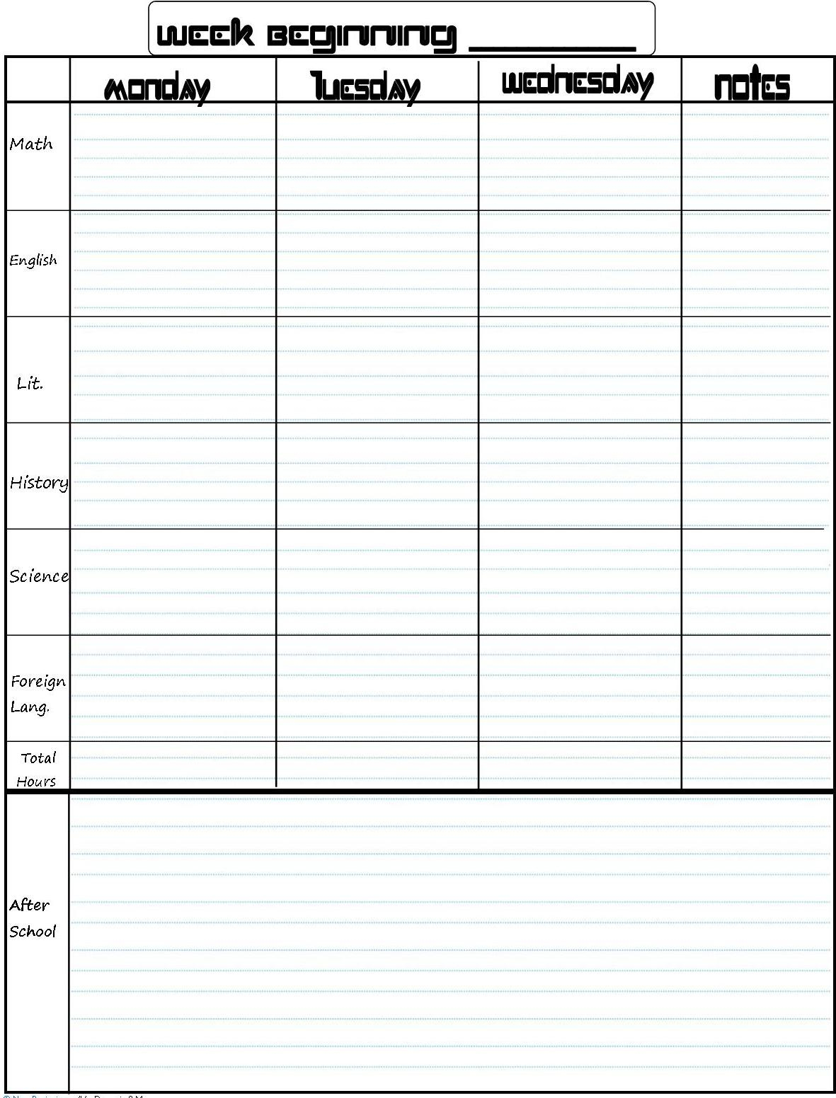 005 Template Ideas Student Planner Free Printable - Student Planner Template Free Printable