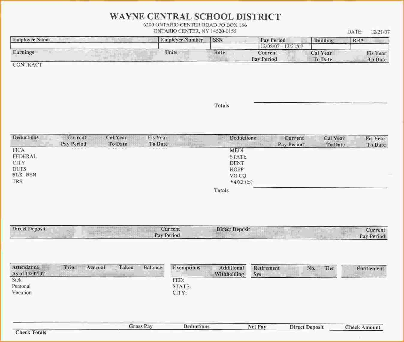 007 Printable Pay Stub Template Free ~ Ulyssesroom - Free Printable Paycheck Stubs