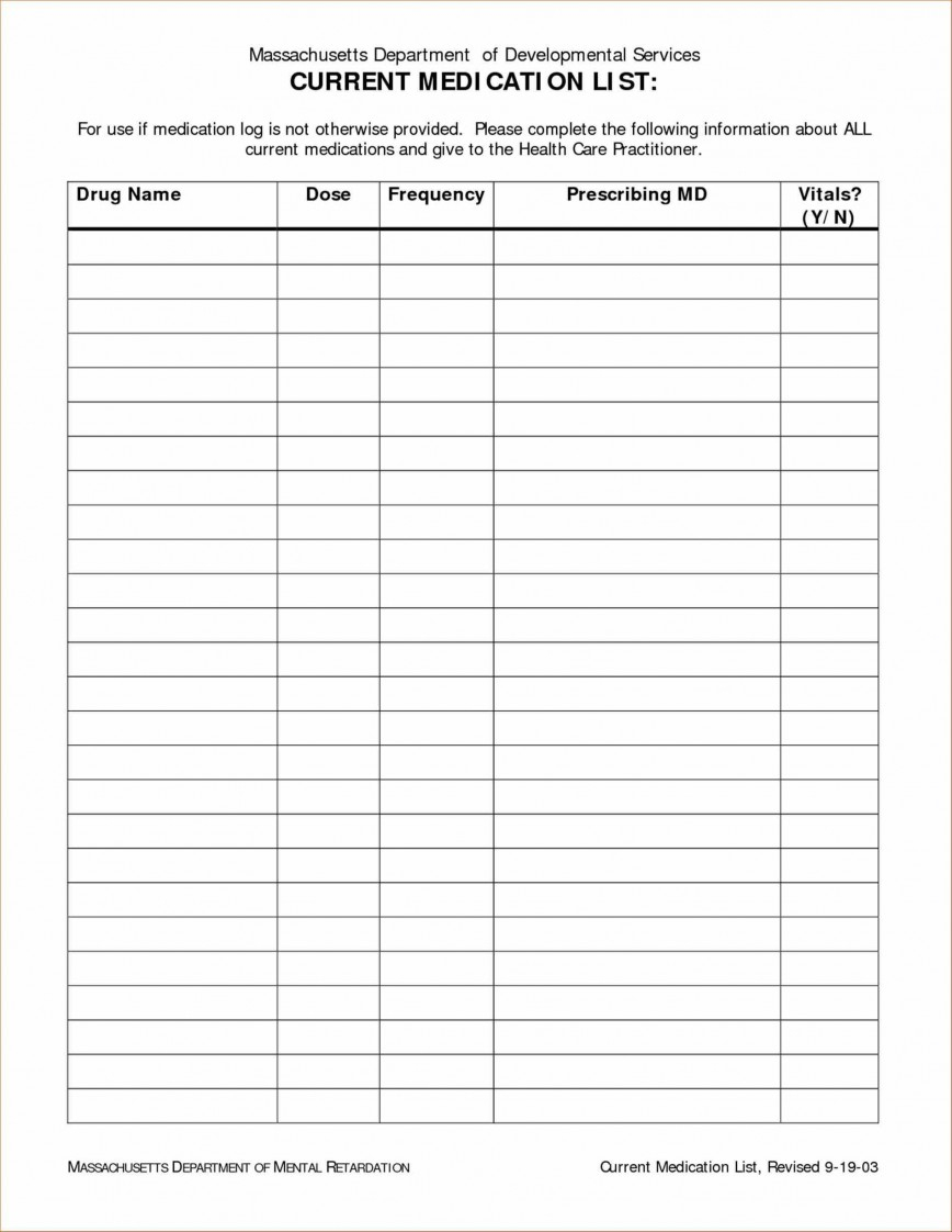 007 Template Ideas Free Printable Medication Log Davoodifo Best List - Free Printable Medication List Template