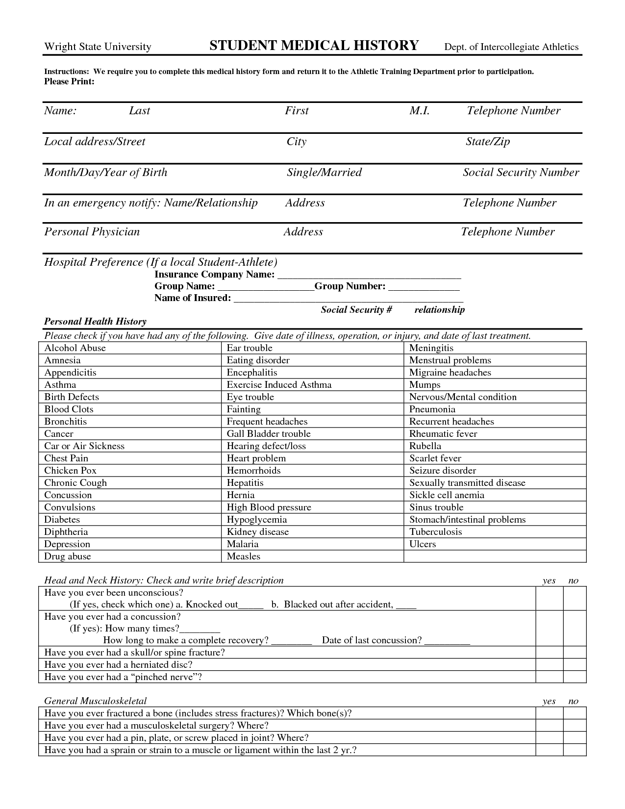 008 Template Ideas Medical History Form Similiar Health Printable - Free Printable Personal Medical History Forms