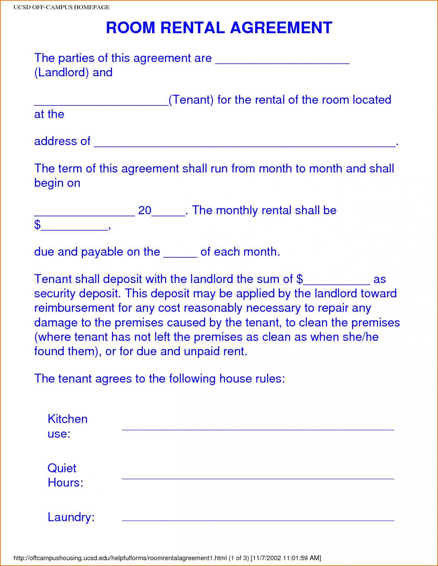009 Rental Agreement Templates Free Apartment Lease Printable Unique - Free Printable Room Rental Agreement Forms