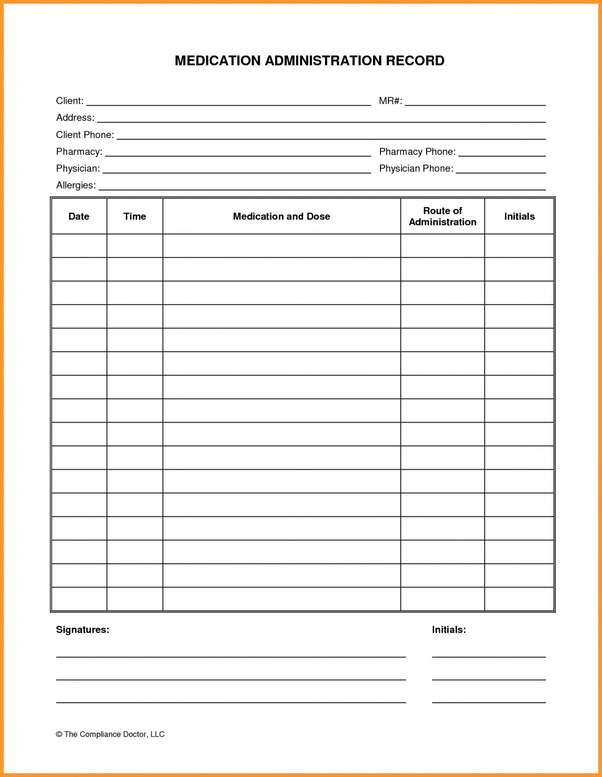 012 Medical Administration Record Template Printable Prescription - Free Printable Prescription Pad
