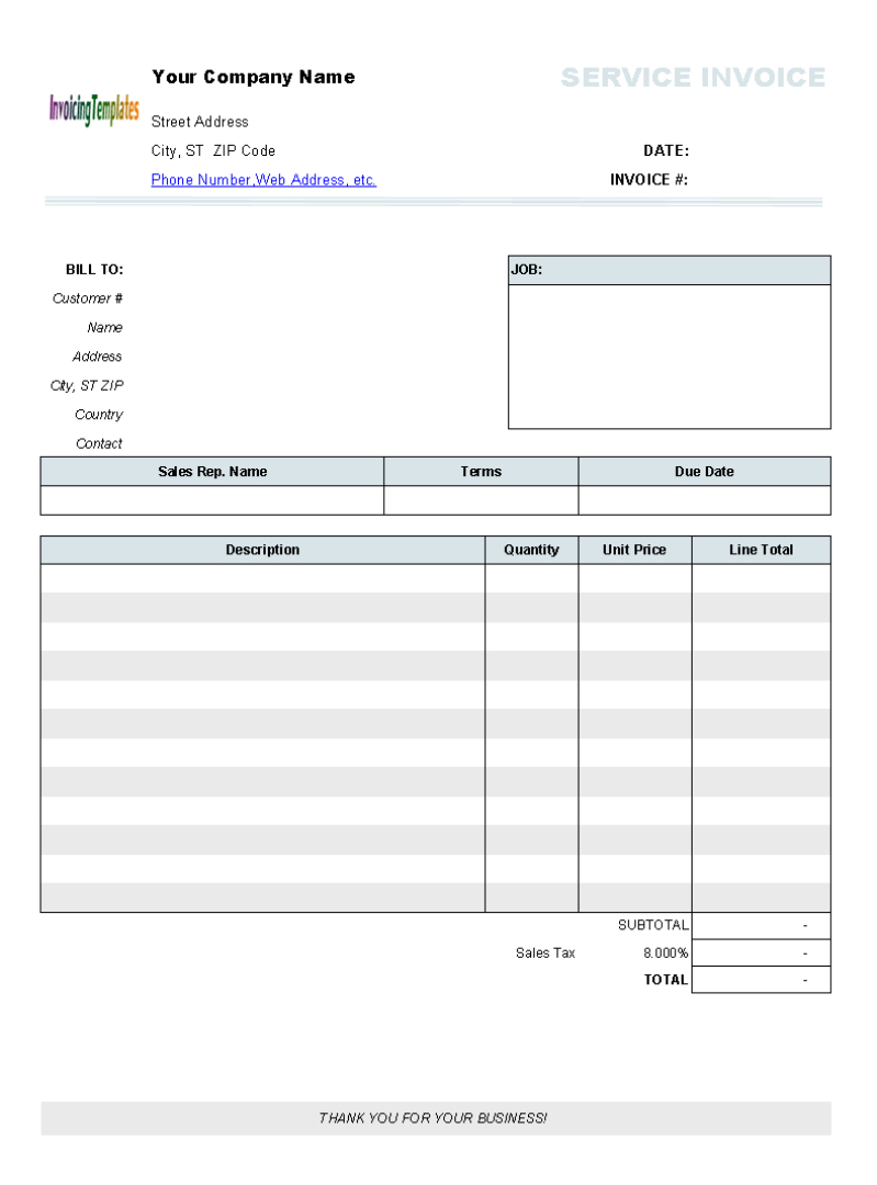 013 Blank Invoice Forms Printable Template Excel Receipt Pdf Html - Free Printable Invoice Forms