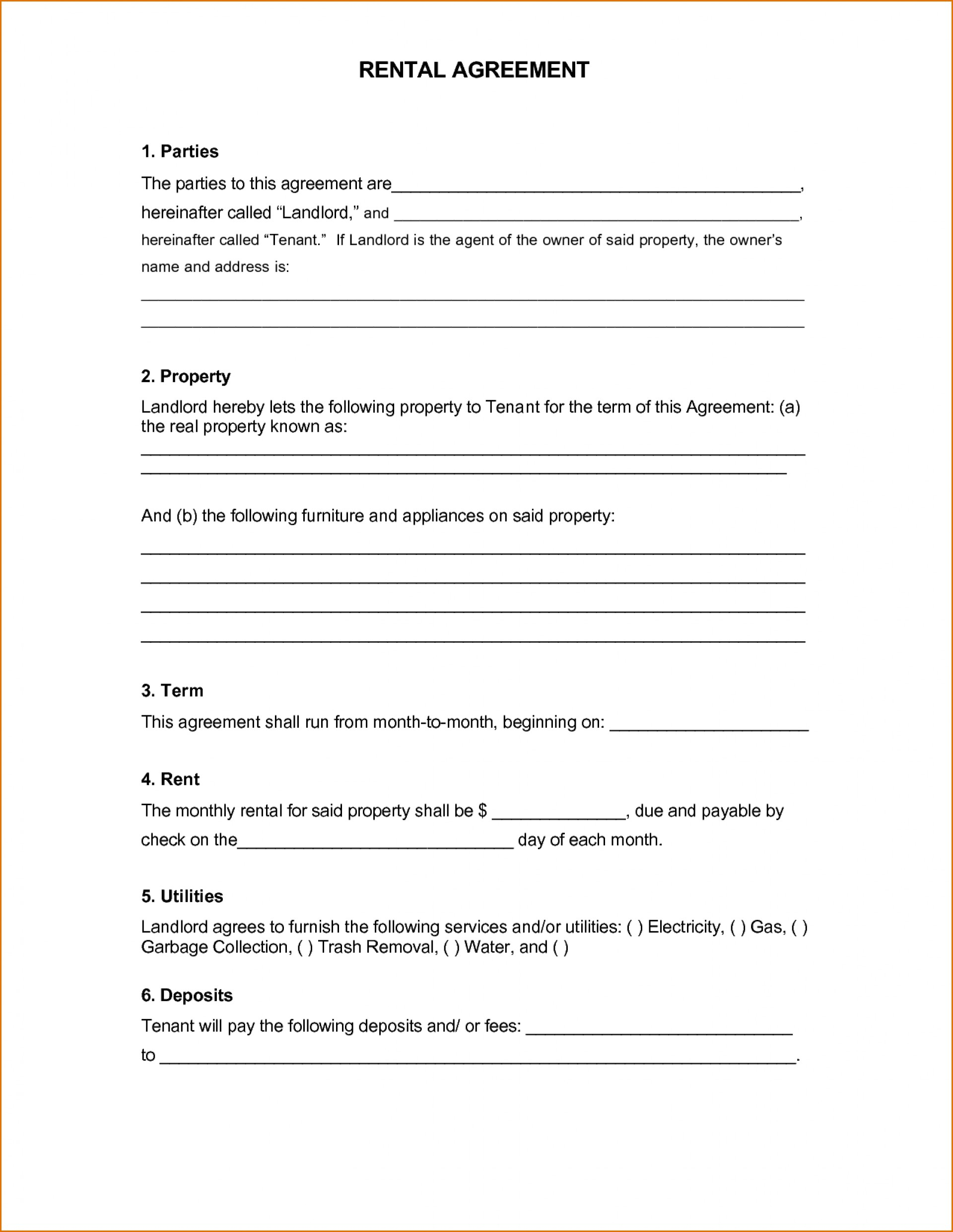 014 Rental Agreement Template Pdf Ideas Basic Fillable Commercial - Free Printable Basic Will