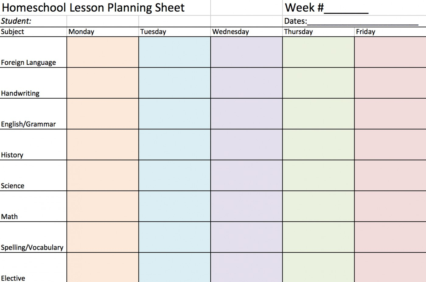 015 5Th Grade Homeschool Lessons Download Free Template For Middle - Homeschool Lesson Planner Free Printable