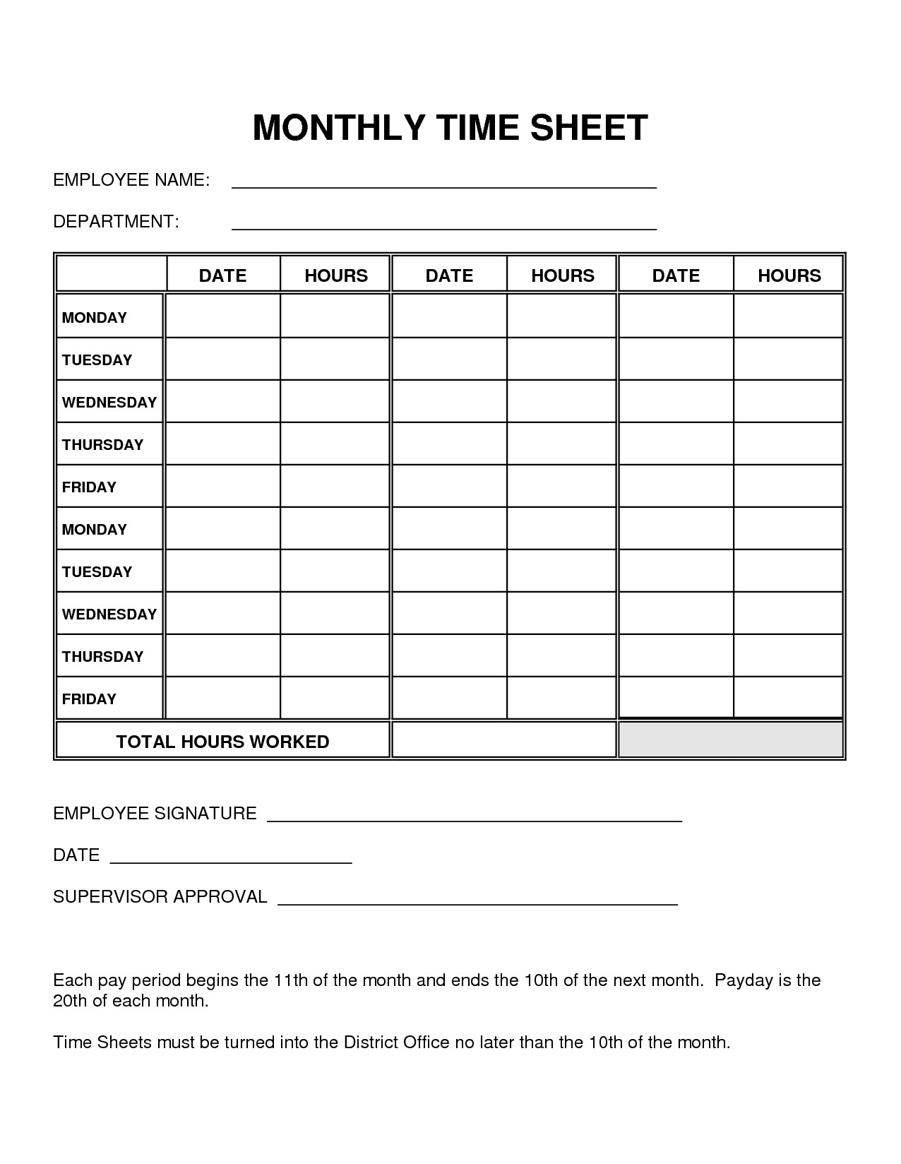 016 Timesheet Template Free Printable Ideas Basic Monthly Or Fresh - Monthly Timesheet Template Free Printable