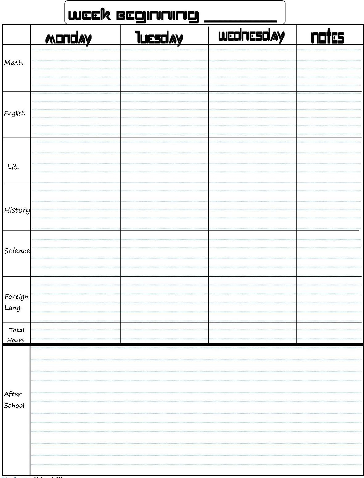 018 Student20Planner20320Font20Sample203 Weekly School Planner - Free Printable Academic Planner