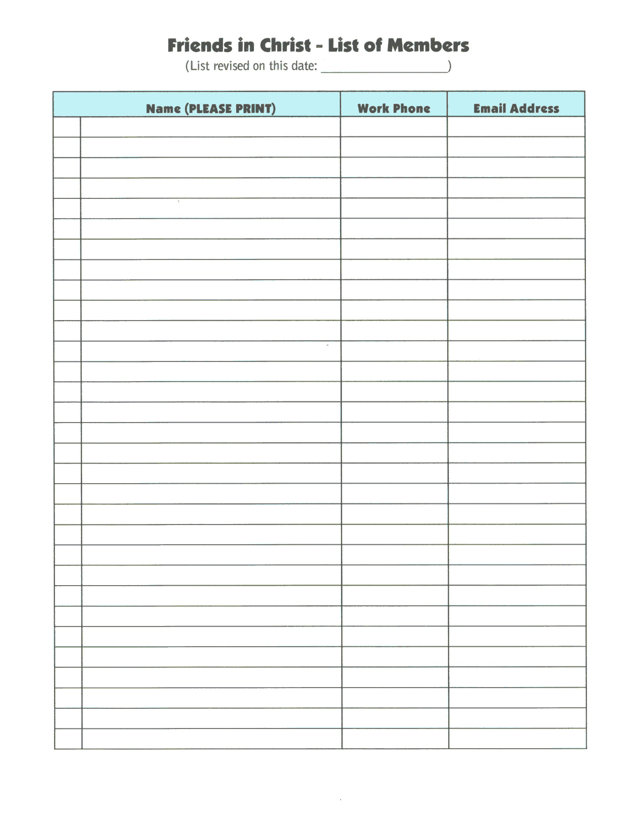 018 Template Ideas Sheets Religious Community Sign Up Sheet Sample - Free Printable Volunteer Forms