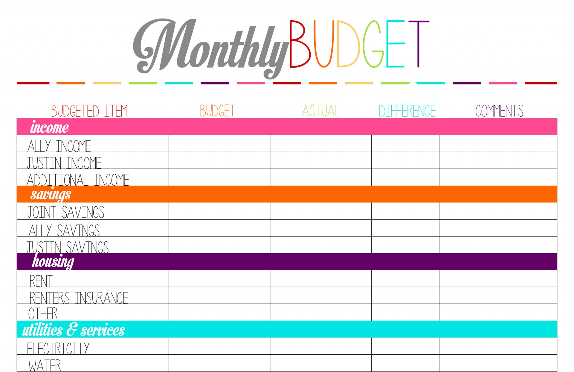 019 Free Printable Personal Budget Template Ideas Worksheet Photo - Free Printable Budget Sheets