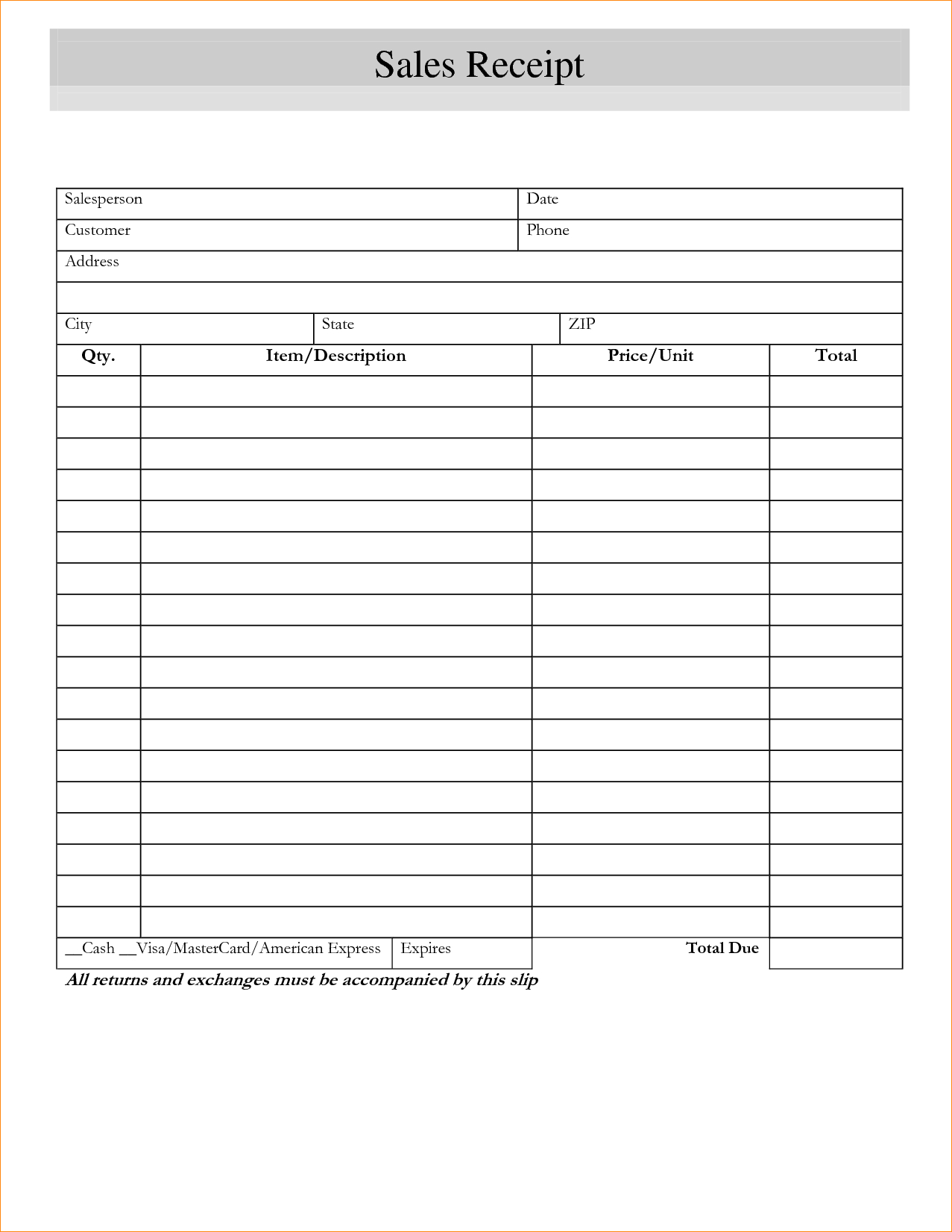 019 Free Printable Sales Receipt Template Service Receipts Templates - Free Printable Sales Receipt Form