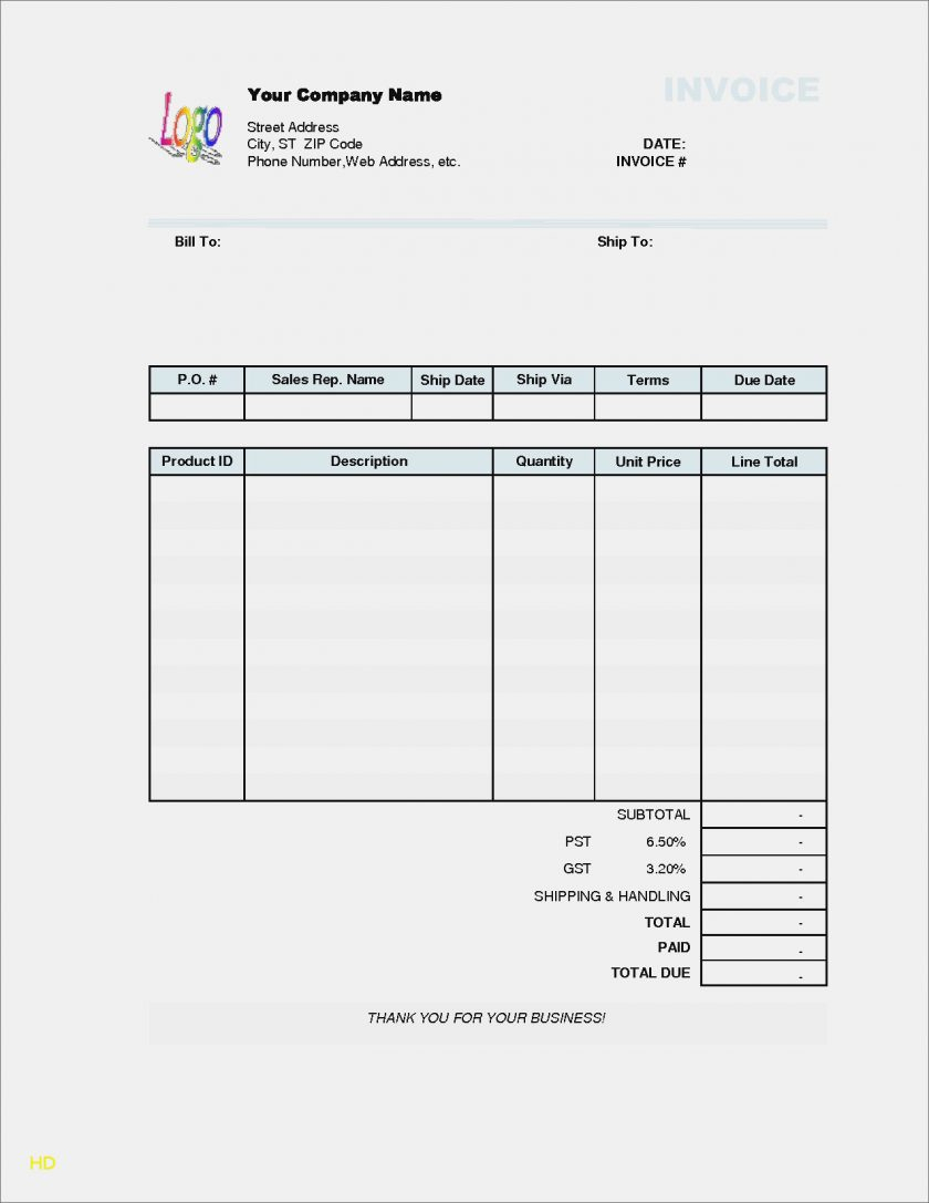 020 Auto Repair Invoice Template Free Printable Fresh Service Unique - Free Printable Auto Repair Invoice Template