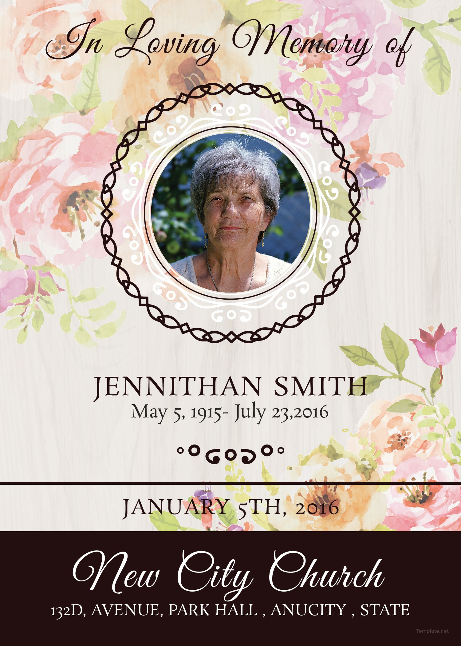 021 Free Printable Funeral Prayer Card Template Floral Thank You In - Free Printable Funeral Prayer Card Template