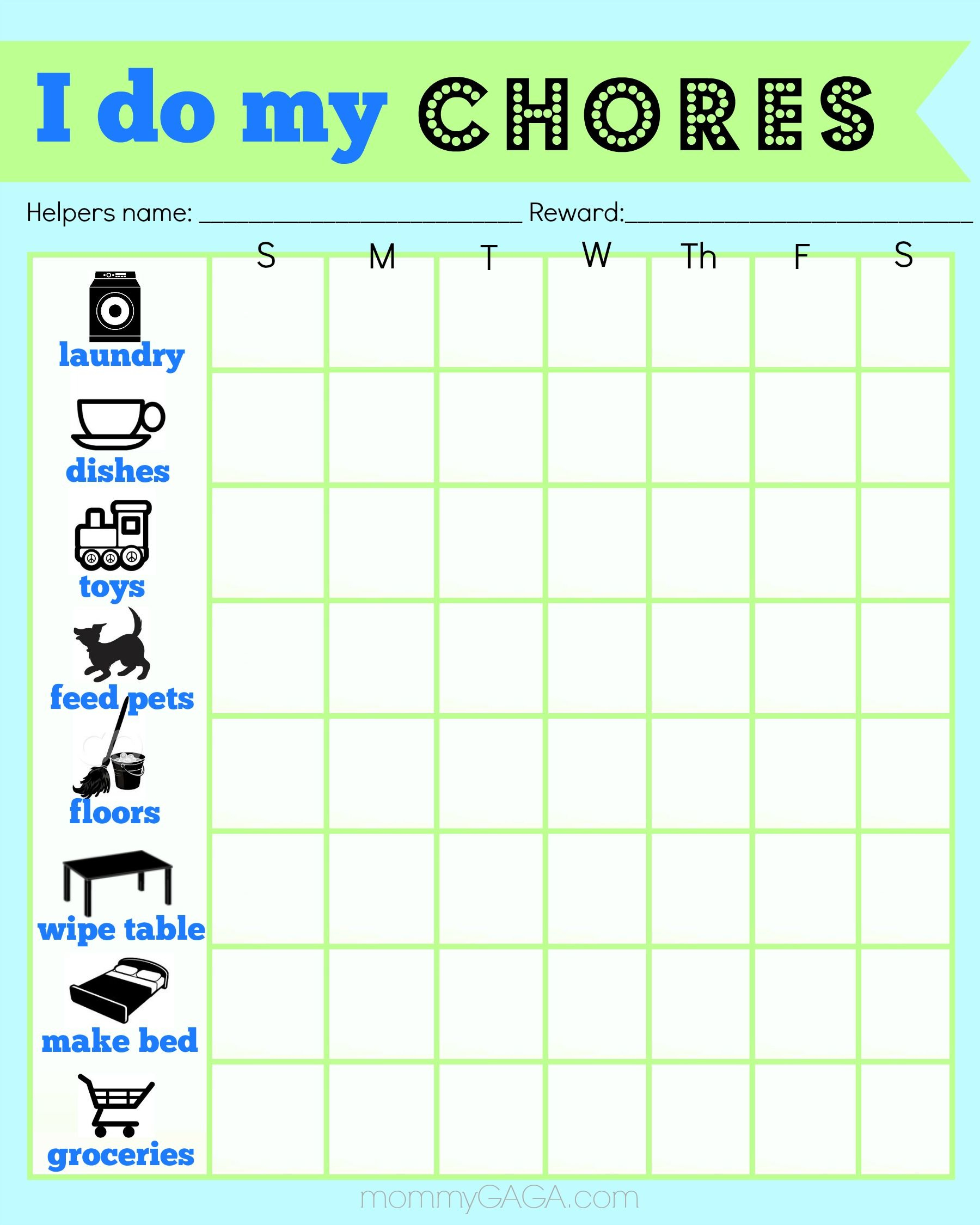 10 Chores For Preschoolers + A Printable Chore Chart | !! Top - Free Printable Chore Charts For 7 Year Olds