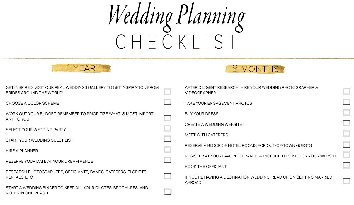 11 Free, Printable Wedding Planning Checklists - Free Printable Wedding Planner Book Online