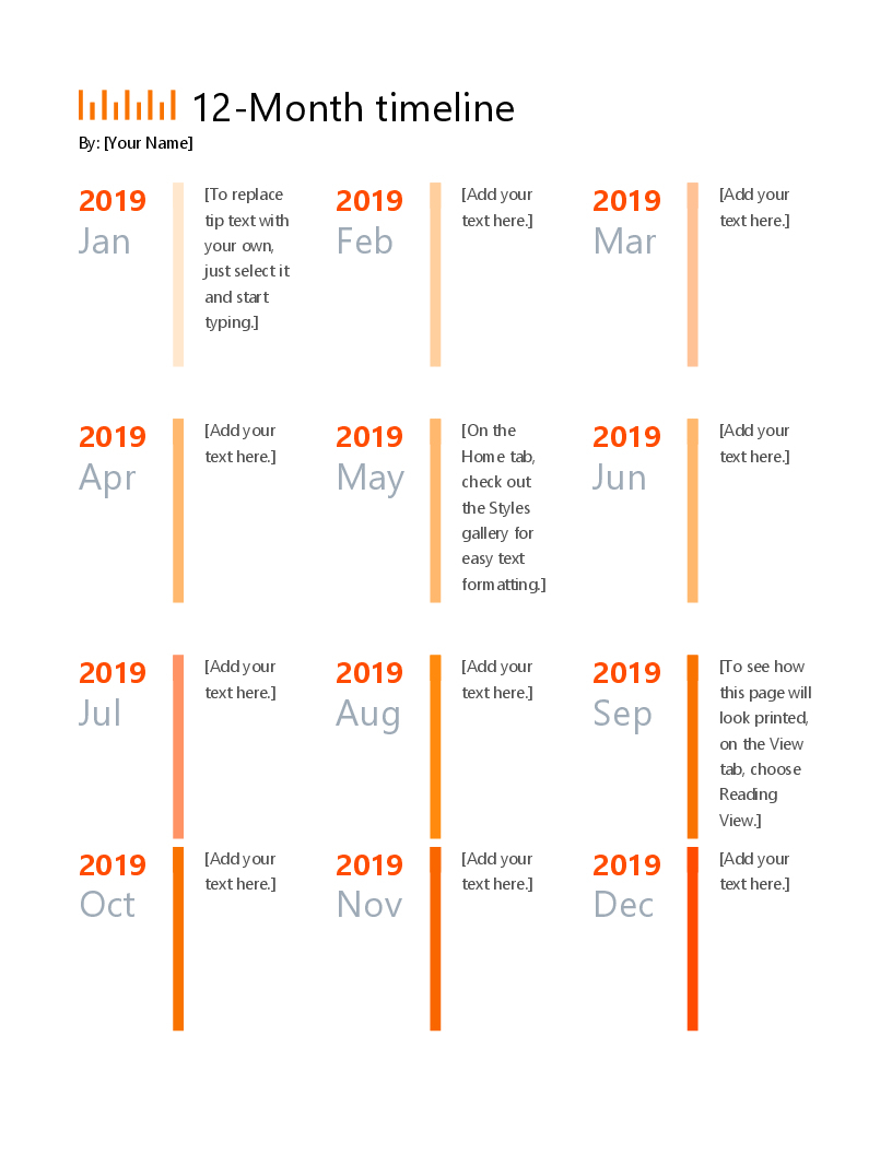 12-Month Timeline - Free Timeline Creator Printable