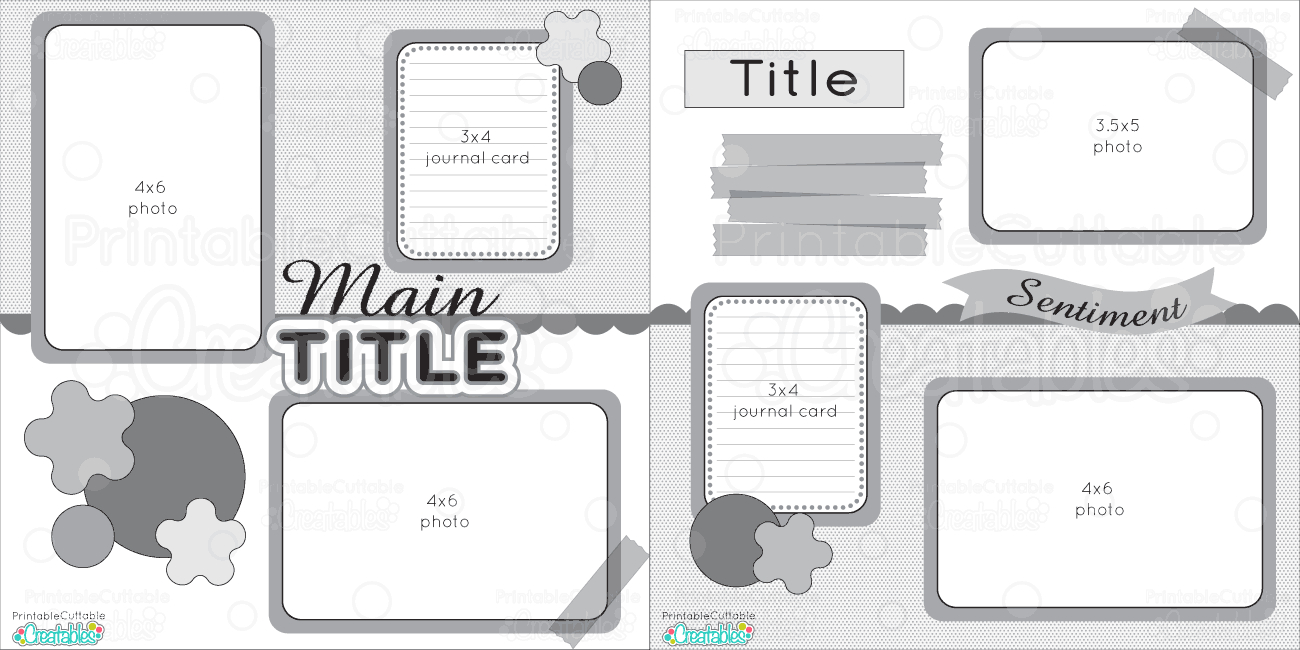 12X12 Two Page Free Printable Scrapbook Layout - Free Printable Scrapbook Pages