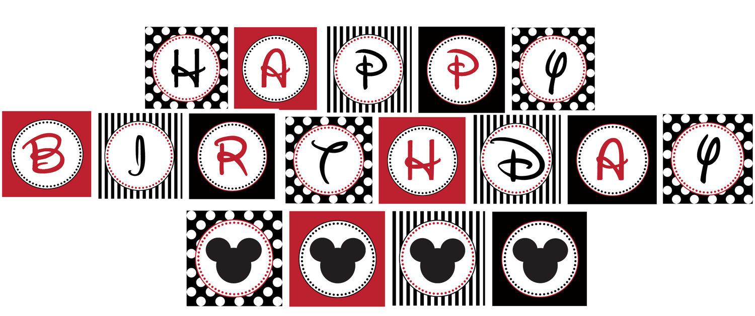 13 Printable Happy Birthday Mickey Mouse Font Images - Mickey Mouse - Free Printable Mickey Mouse Birthday Banner