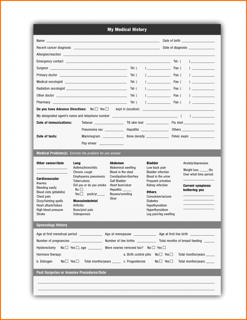 14 Free Printable Medical Forms Plantemplate Info History Chart - Free Printable Medical Chart Forms