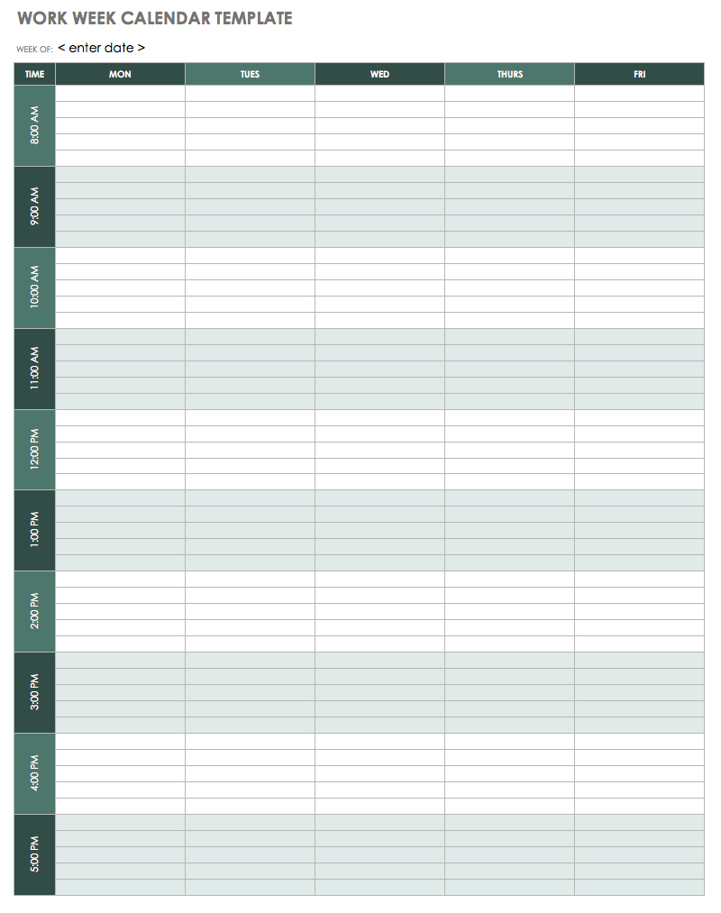15 Free Weekly Calendar Templates | Smartsheet - Free Printable Appointment Sheets