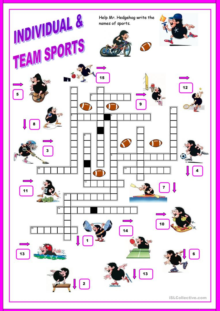16 Free Esl Sports Crossword Worksheets - Free Printable Sports Crossword Puzzles