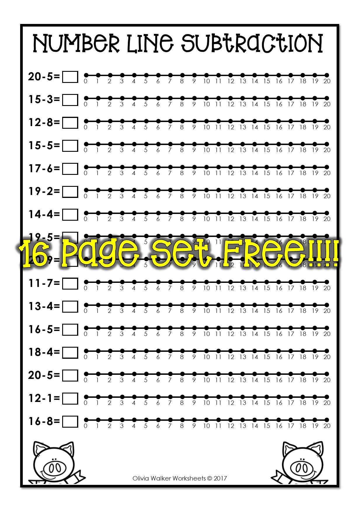 16 Pages Of Number Line Subtraction To 20, Free! Great To Support - Free Printable Number Line 0 20