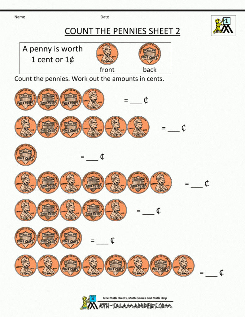 1St Grade Money Worksheets Mon Core Math Worksheets For First Grade - Free Printable Money Worksheets