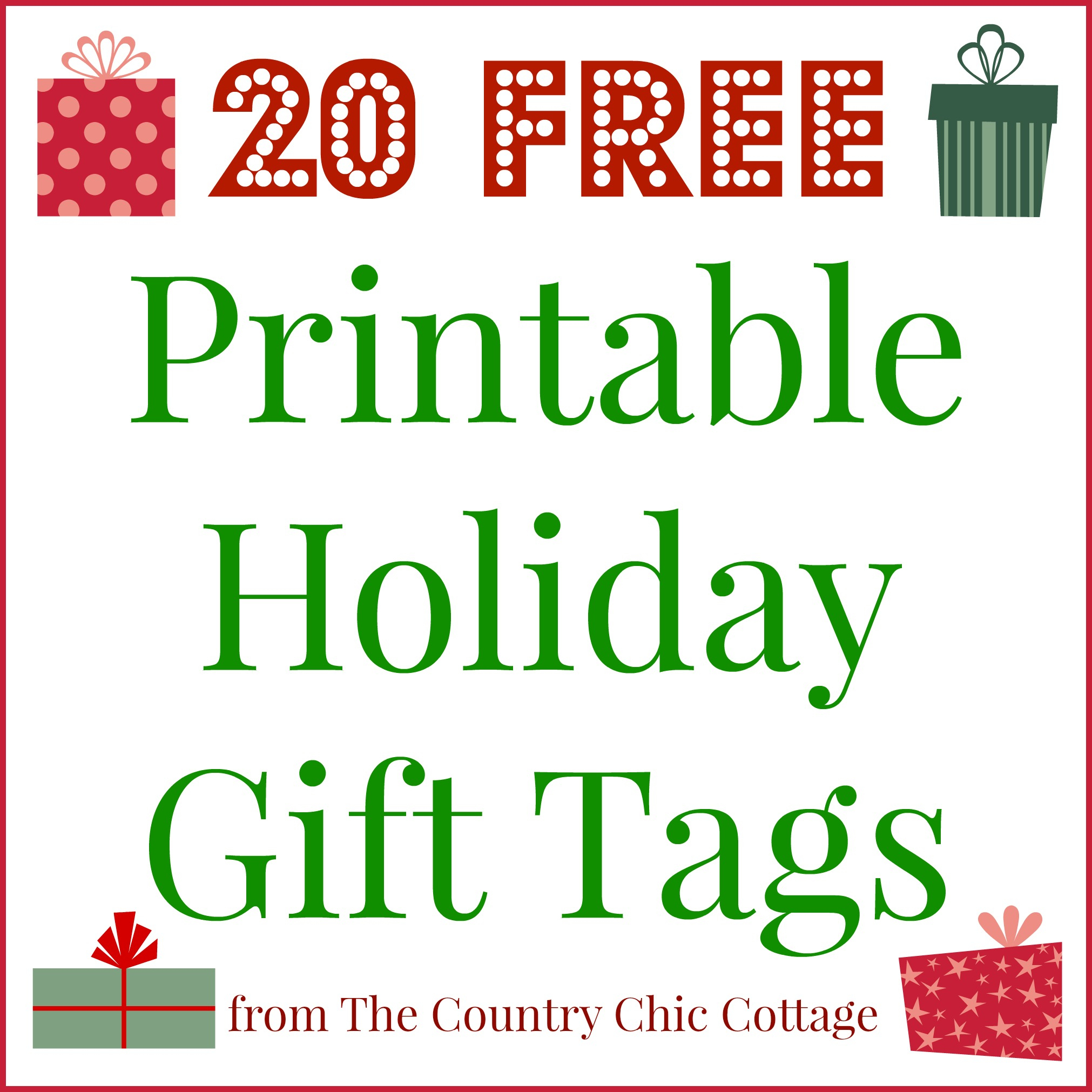20 Printable Holiday Gift Tags (For Free!!) - The Country Chic Cottage - Free Printable Christmas Tags