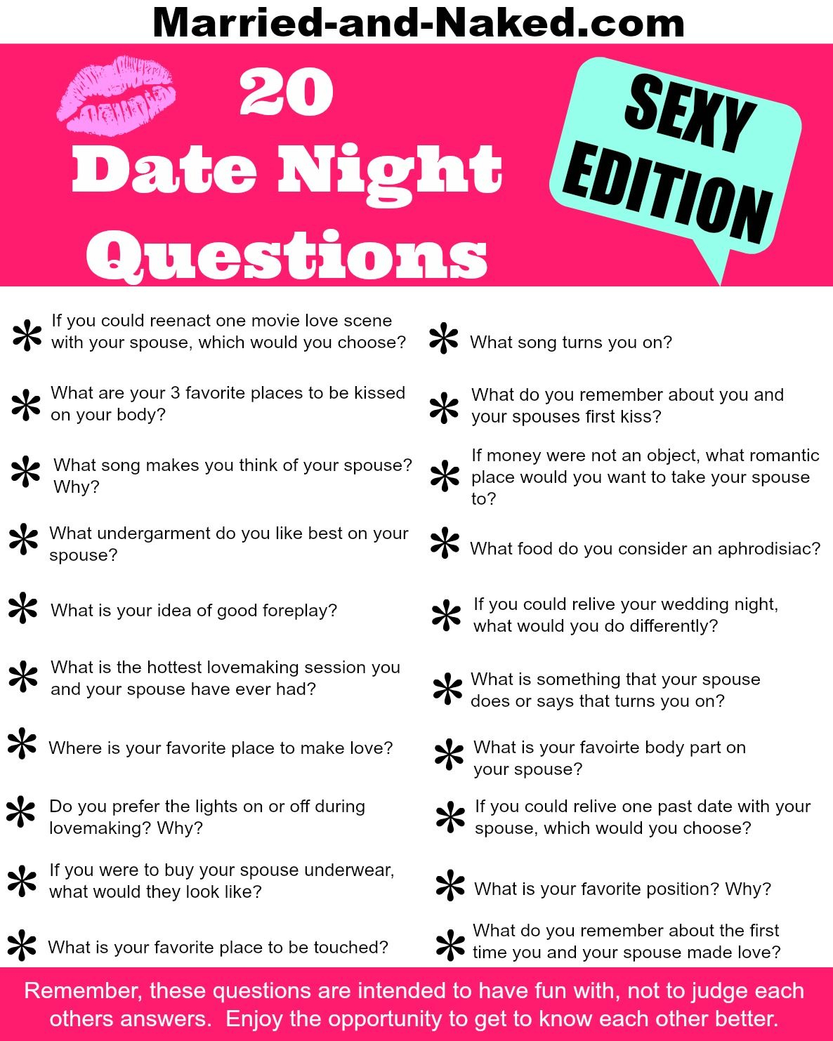 20 Sexy Date Night Questions - Free Printable - Free Printable Compatibility Test For Couples