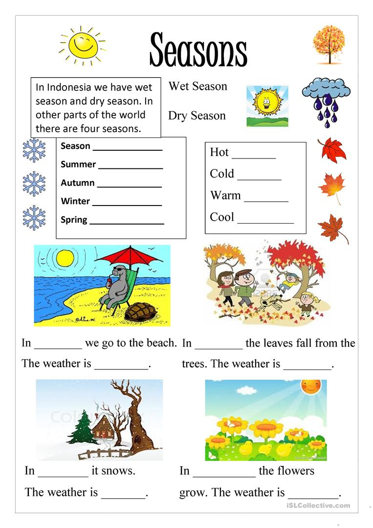 224 Free Esl Seasons Worksheets - Free Printable Seasons Worksheets For Kindergarten