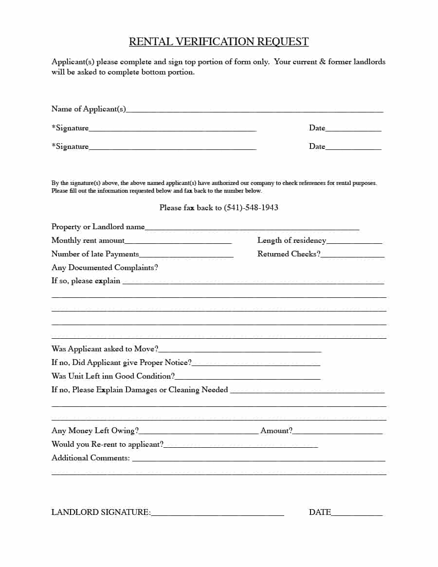 29 Rental Verification Forms (For Landlord Or Tenant) - Template Archive - Free Printable Landlord Forms