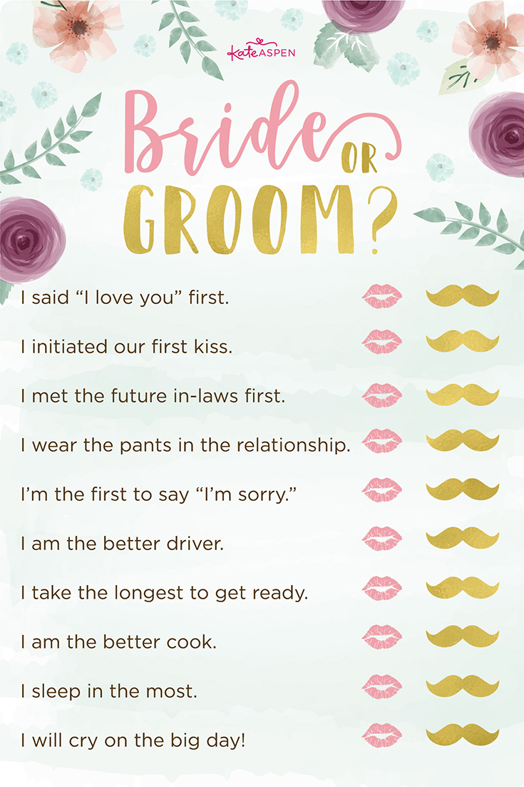 3 Bridal Shower Games + Free Printables | Kate Aspen Blog - Free Printable Bridal Shower Games