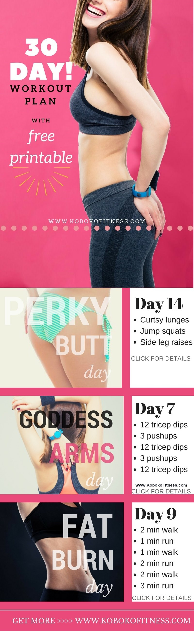 30 Day Workout Plan For Beginners (+ Easy Free Printable) - Koboko - Free Printable Workout Plans