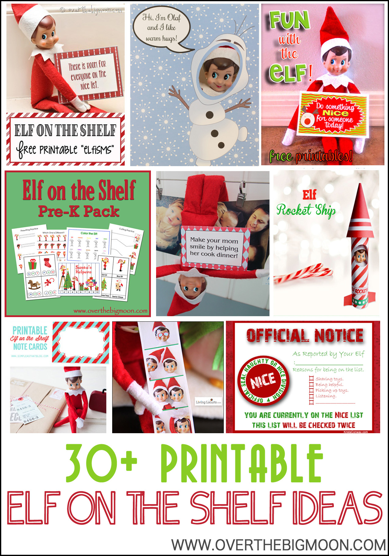 30+ Printable Elf On The Shelf Ideas - Over The Big Moon - Elf On The Shelf Kissing Booth Free Printable