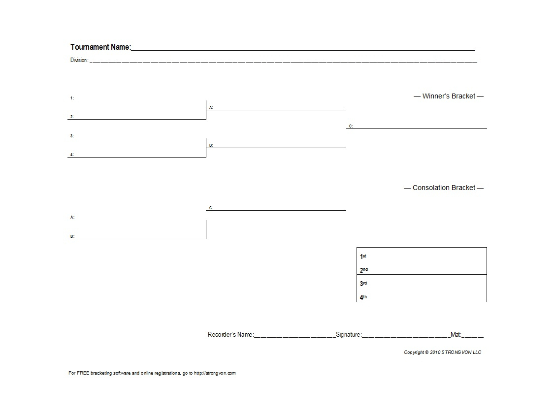 34 Blank Tournament Bracket Templates (&amp;amp;100% Free) - Template Lab - Free Printable Brackets