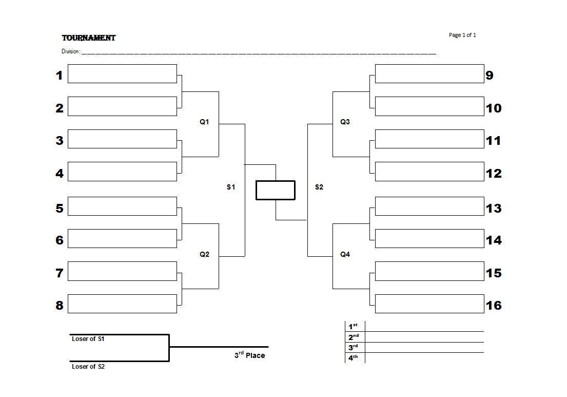 34 Blank Tournament Bracket Templates (&amp;amp;100% Free) - Template Lab - Free Printable Brackets