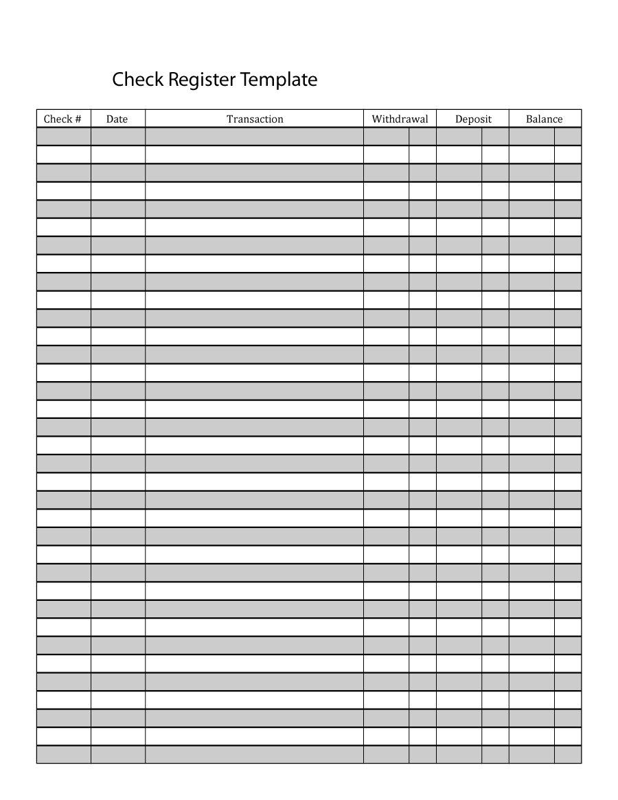 37 Checkbook Register Templates [100% Free, Printable] - Template Lab - Free Printable Check Register