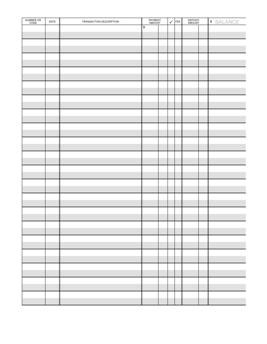 37 Checkbook Register Templates [100% Free, Printable] - Template Lab - Free Printable Check Register