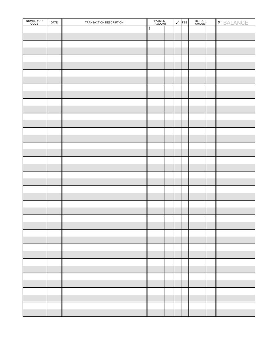 37 Checkbook Register Templates [100% Free, Printable] - Template Lab - Free Printable Transaction Register