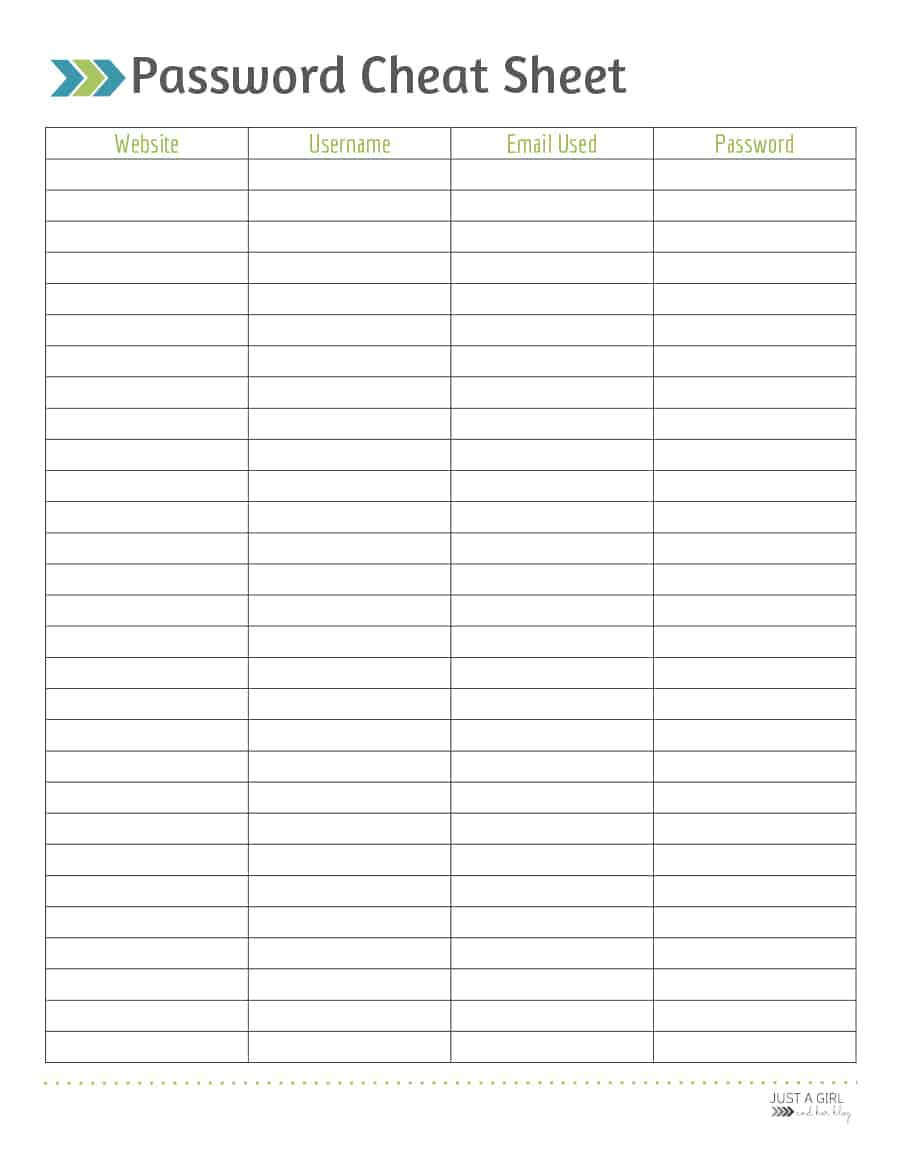 39 Best Password List Templates (Word, Excel &amp;amp; Pdf) - Template Lab - Free Printable Password Log