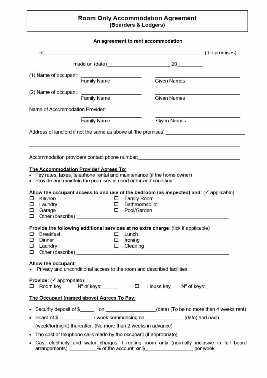 39 Simple Room Rental Agreement Templates - Template Archive - Free Printable Roommate Rental Agreement