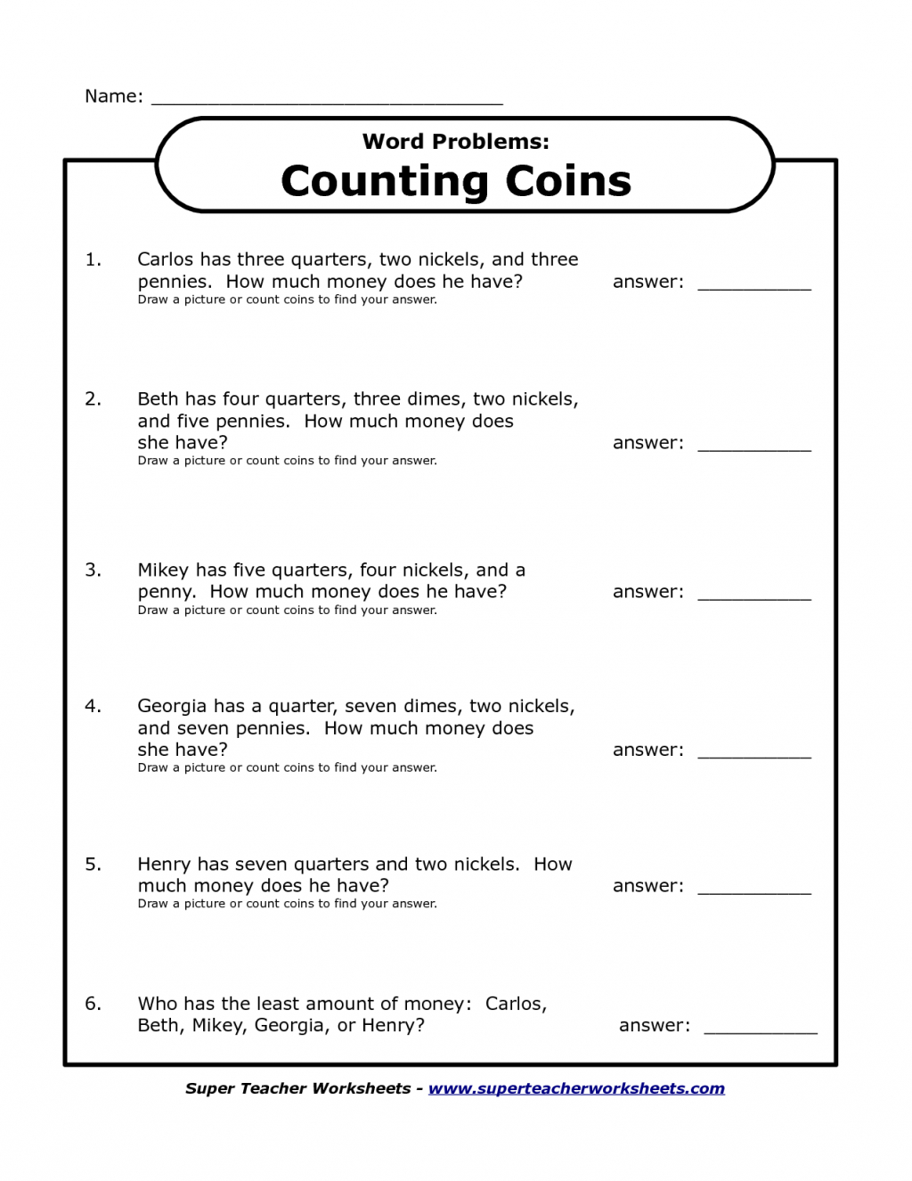 3Rd Grade Math Word Problems Worksheets 2Nd Grade Math Money Word - Free Printable Money Word Problems Worksheets