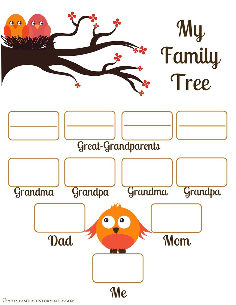 4 Free Family Tree Templates For Genealogy, Craft Or School Projects - Free Printable Family Tree Template