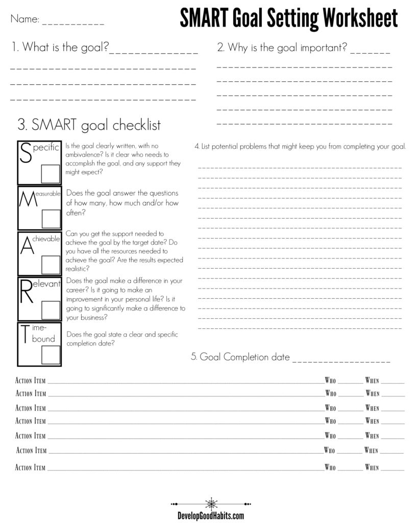 4 Free Goal Setting Worksheets – Free Forms, Templates And Ideas To - Free Printable Goal Setting Worksheets For Students