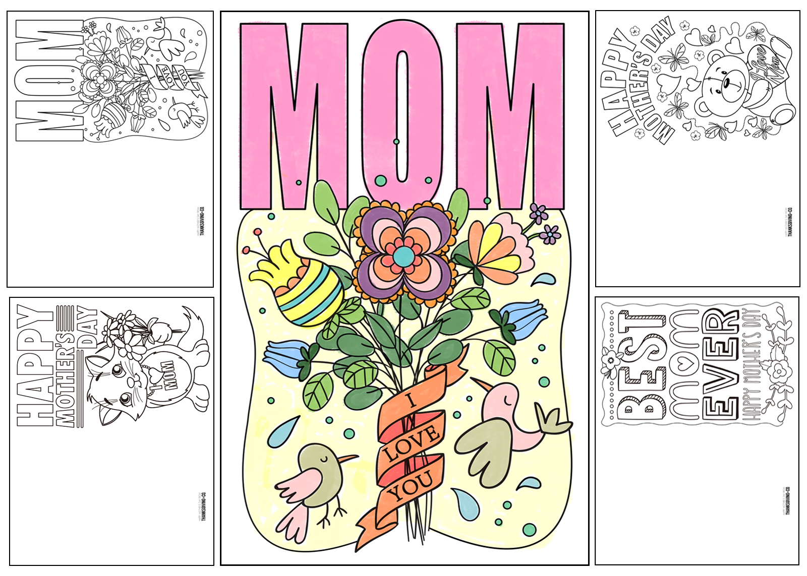 4 Free Printable Mother&amp;#039;s Day Ecards To Color - Thanksgiving - Free Printable Mothers Day Cards To Color