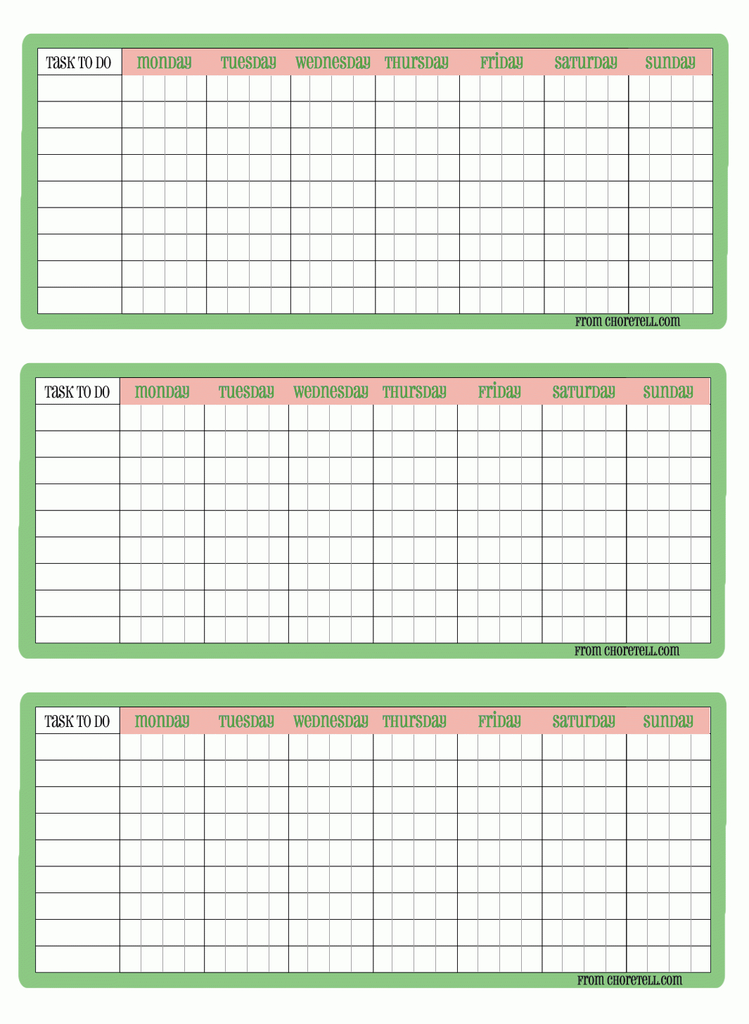 4-Week To-Do Chore Chart Checklists | Free Printable Downloads From - Free Printable To Do Charts
