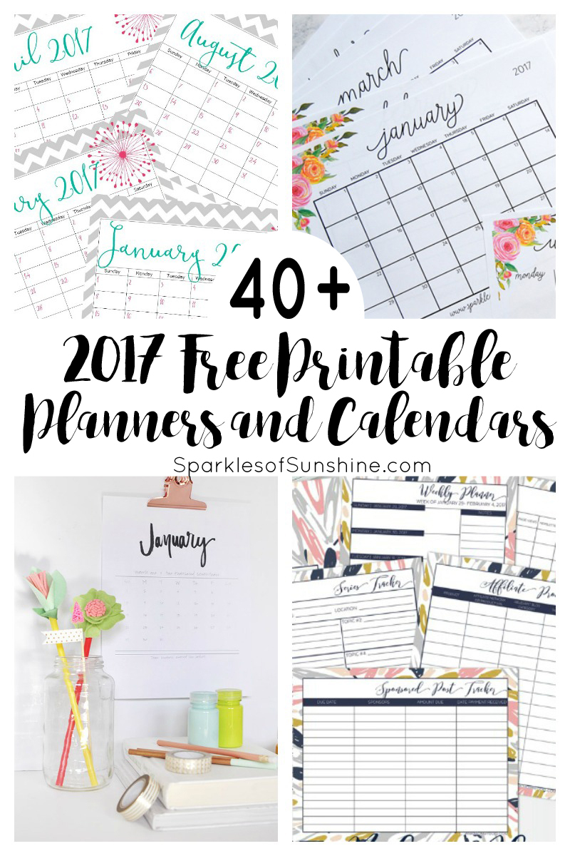 40+ Awesome Free Printable 2017 Calendars And Planners - Sparkles Of - Free 2017 Printable