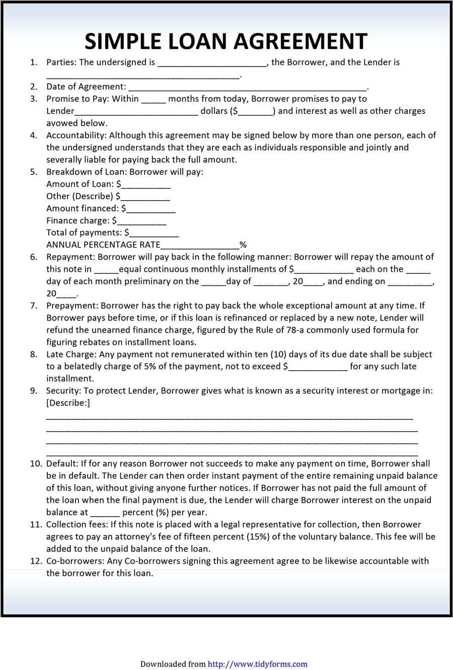 40+ Free Loan Agreement Templates [Word &amp;amp; Pdf] - Template Lab - Free Printable Loan Agreement Form